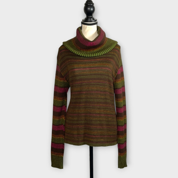 Coccole Sweaters - COCCOLE Cowl Neck Merino Wool Blend Sweater Womens LARGE Made in Italy